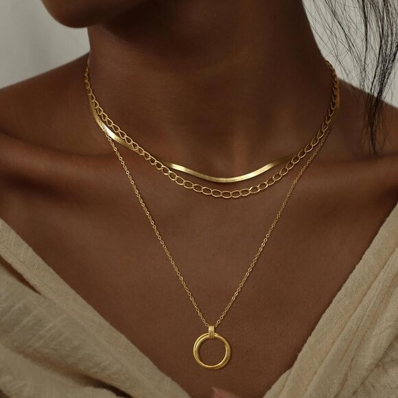 Amazon.com: WomenGifts Layered Gold Necklaces for Women, 14K  Christmas gift gold Style 12 plated layered necklaces women dainty choker set